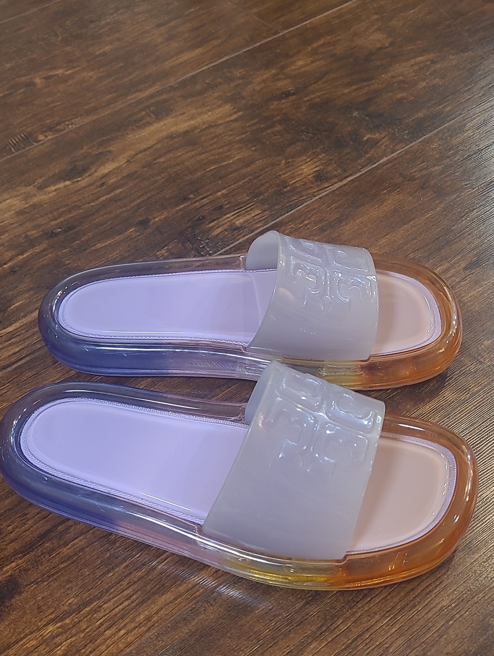 Tory Burch Bubble Jelly Lavender Slide Sandals in Purple and Orange Size 6b